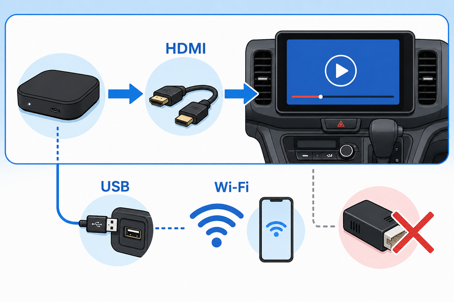 新型フリードでネット動画を見るためのHDMIと外部機器の接続イメージ