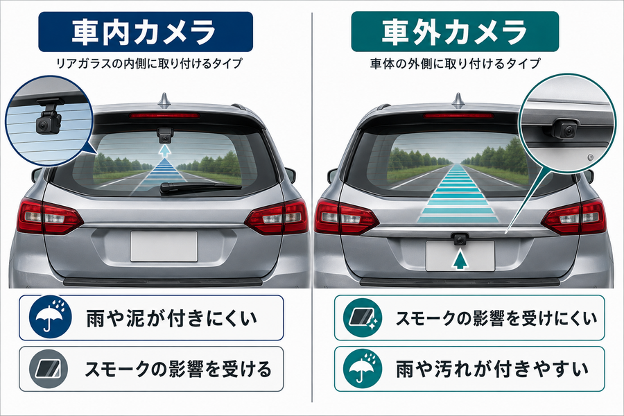 デジタルインナーミラーの車内用リアカメラと車外用リアカメラの違い