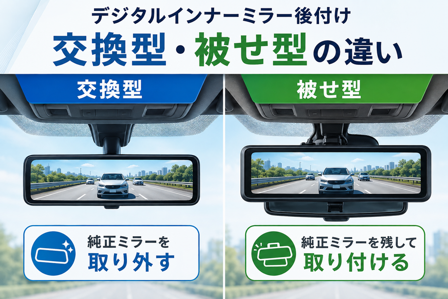 デジタルインナーミラー後付けの交換型と被せ型の違い