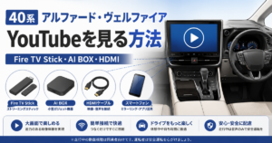 40系アルファード・ヴェルファイアでYouTubeを見る方法を比較したアイキャッチ画像