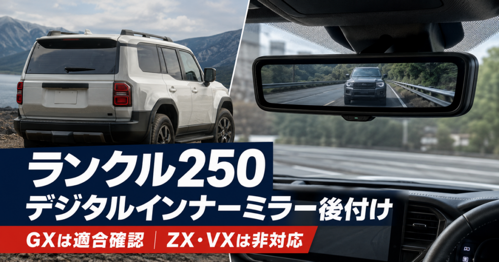 ランクル250のデジタルインナーミラー後付けとナビ男くんの対応条件
