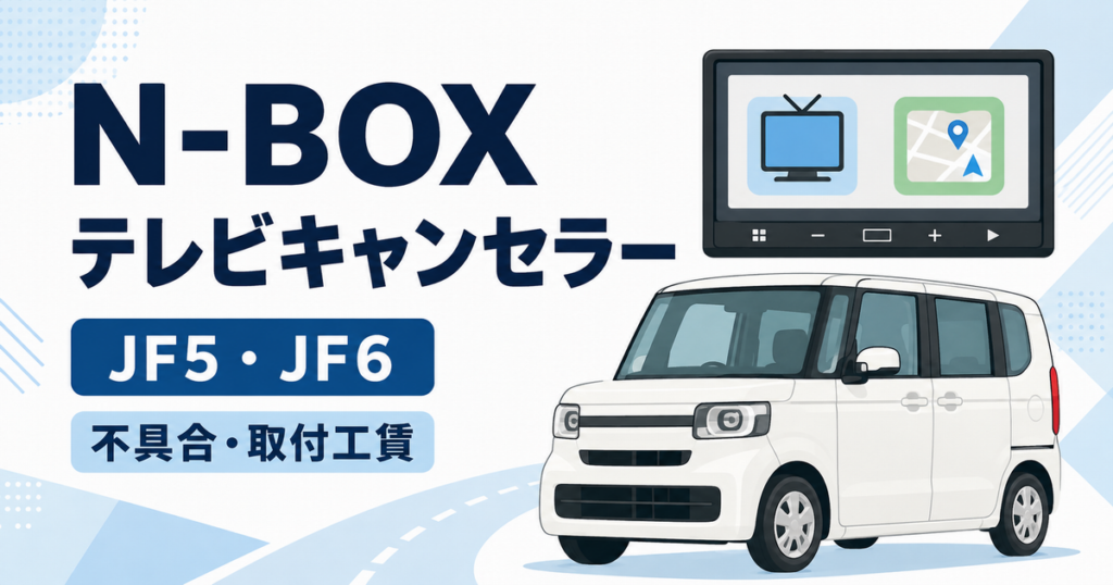 N-BOXをイメージした軽自動車とカーナビを描いたテレビキャンセラー記事のイラスト