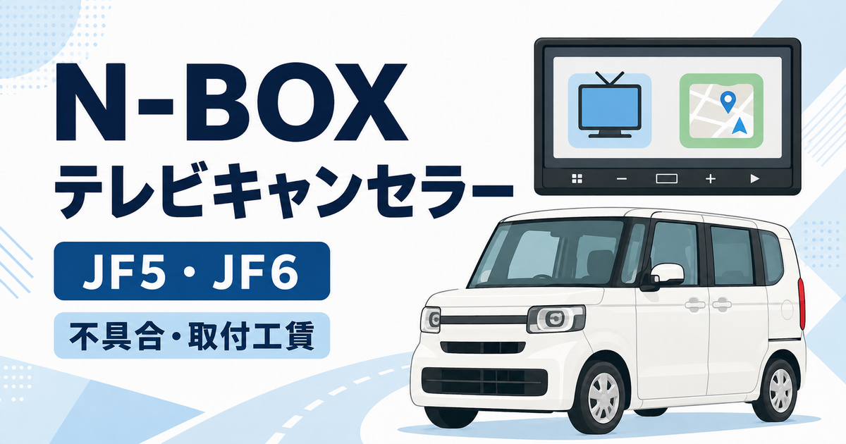 N-BOXをイメージした軽自動車とカーナビを描いたテレビキャンセラー記事のイラスト