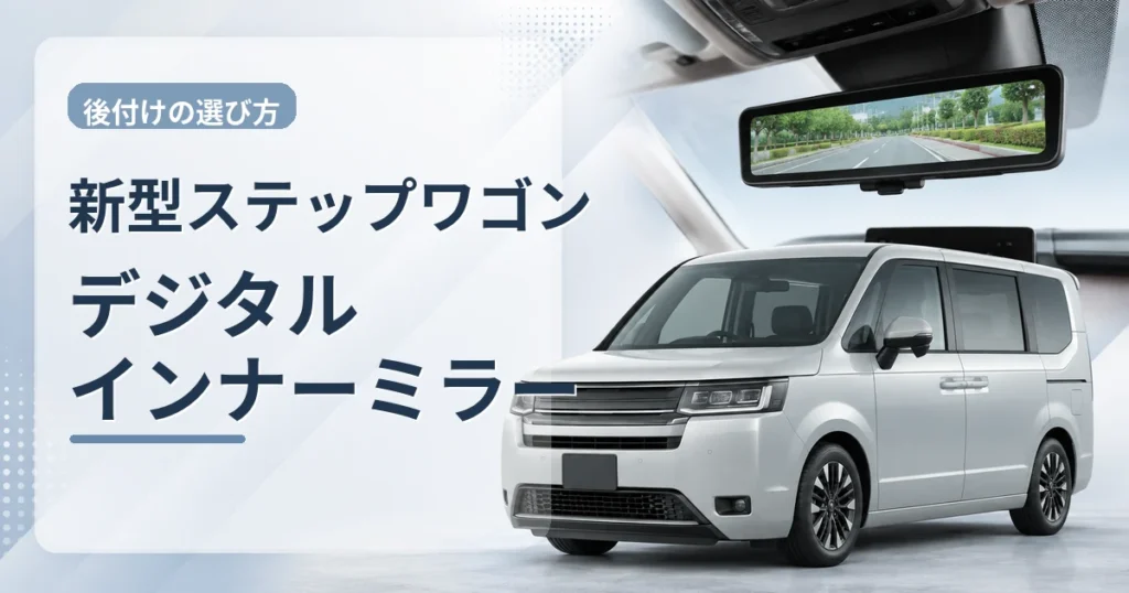 新型ステップワゴンとデジタルインナーミラーをイメージしたアイキャッチ画像