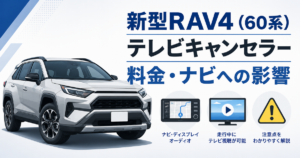 新型RAV4（60系）のテレビキャンセラーの料金とナビへの影響を解説するアイキャッチ画像
