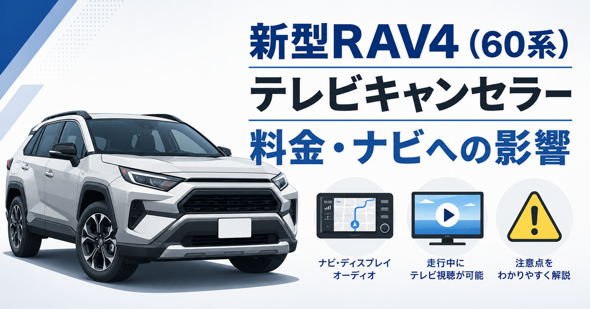 新型RAV4（60系）のテレビキャンセラーの料金とナビへの影響を解説するアイキャッチ画像