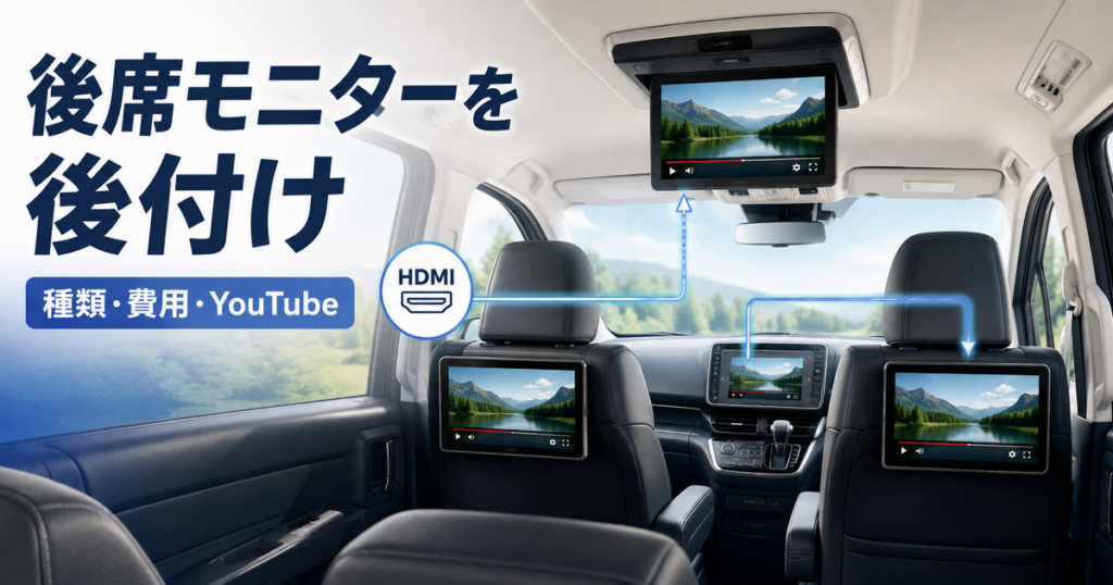 後席モニターを後付けしたミニバンの車内イメージ